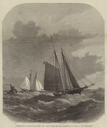 International Yacht-Races at New York, the Livonia and the Dauntless in a Gale, A Man Overboard!